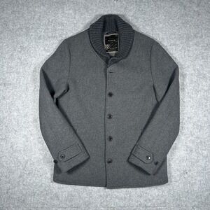 Scotch & Soda Herringbone Coat Men's Size Medium Shaw Collared Wool Italy Made